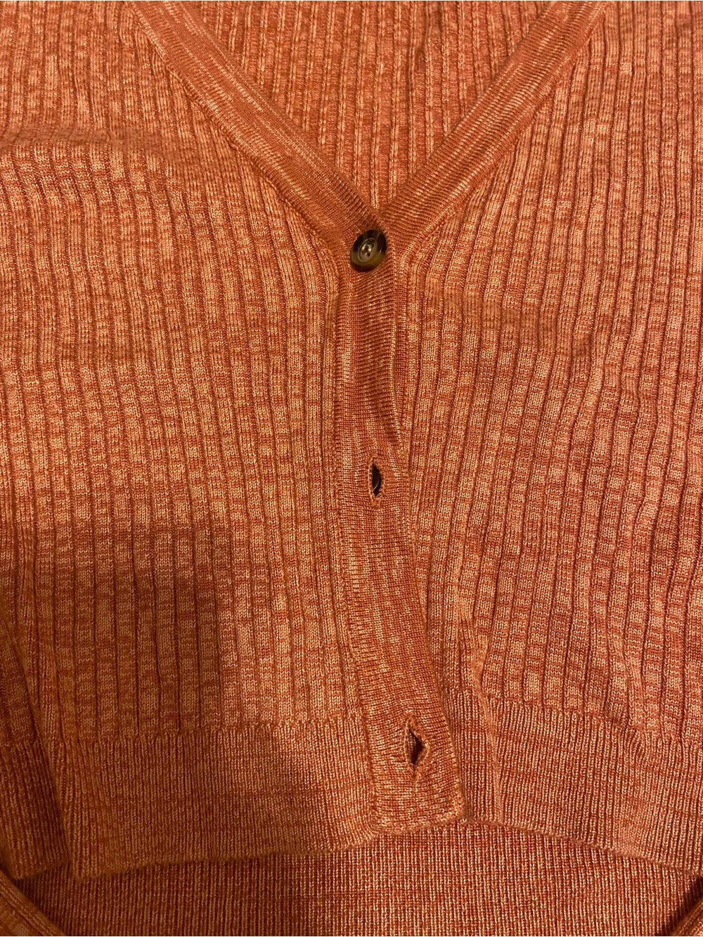MINKPINK Rust Ribbed Cropped Button-Front Cardigan - Picture 2 of 5